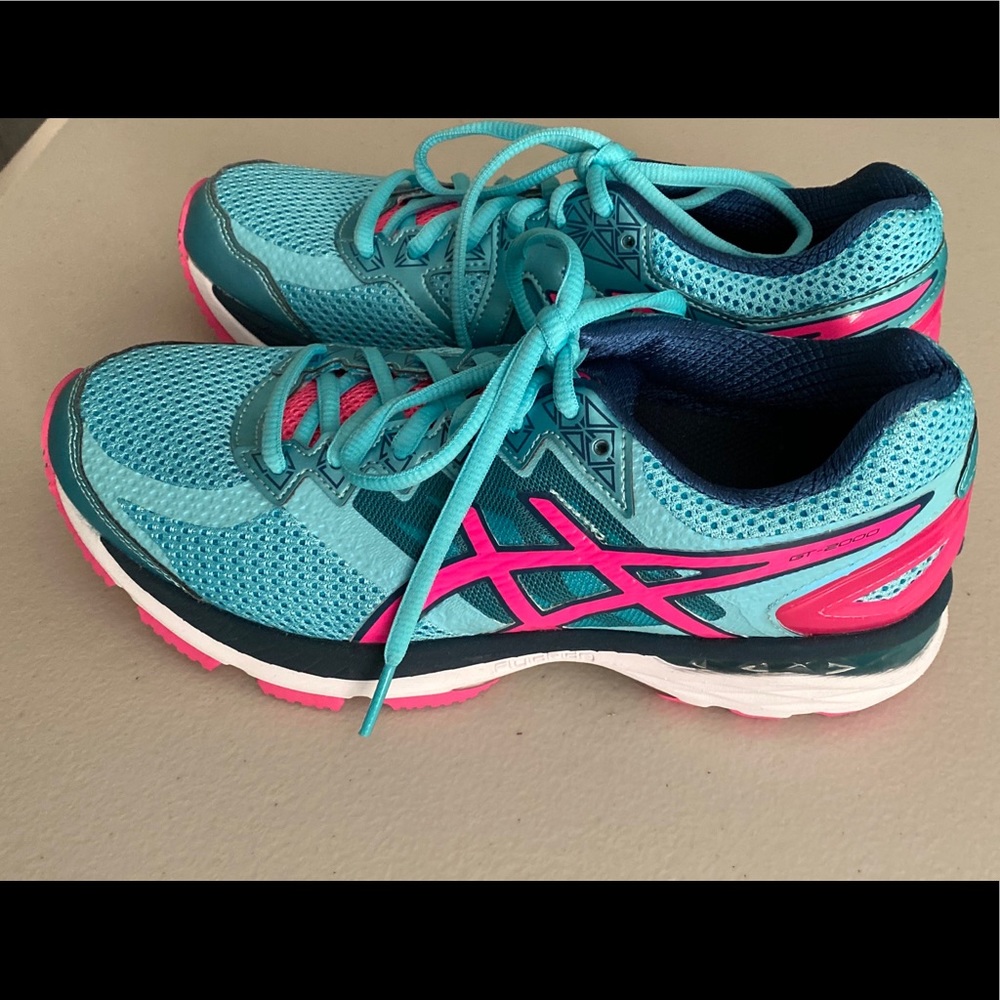 ASICS Kids' Blue and Pink Running Shoes